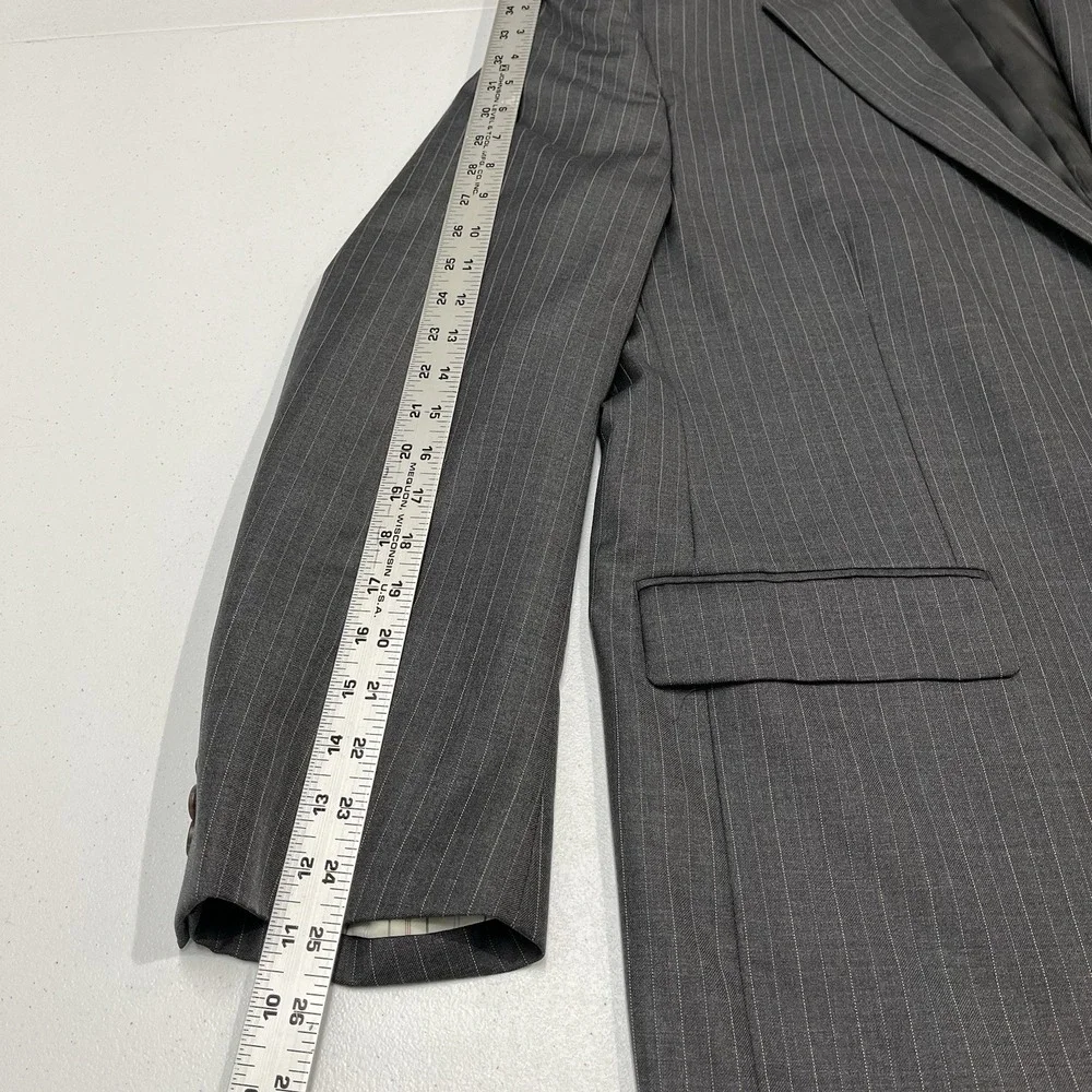 Lauren Ralph Lauren Blazer Jacket Gray Striped Wool Sport Coat 50R Office Career